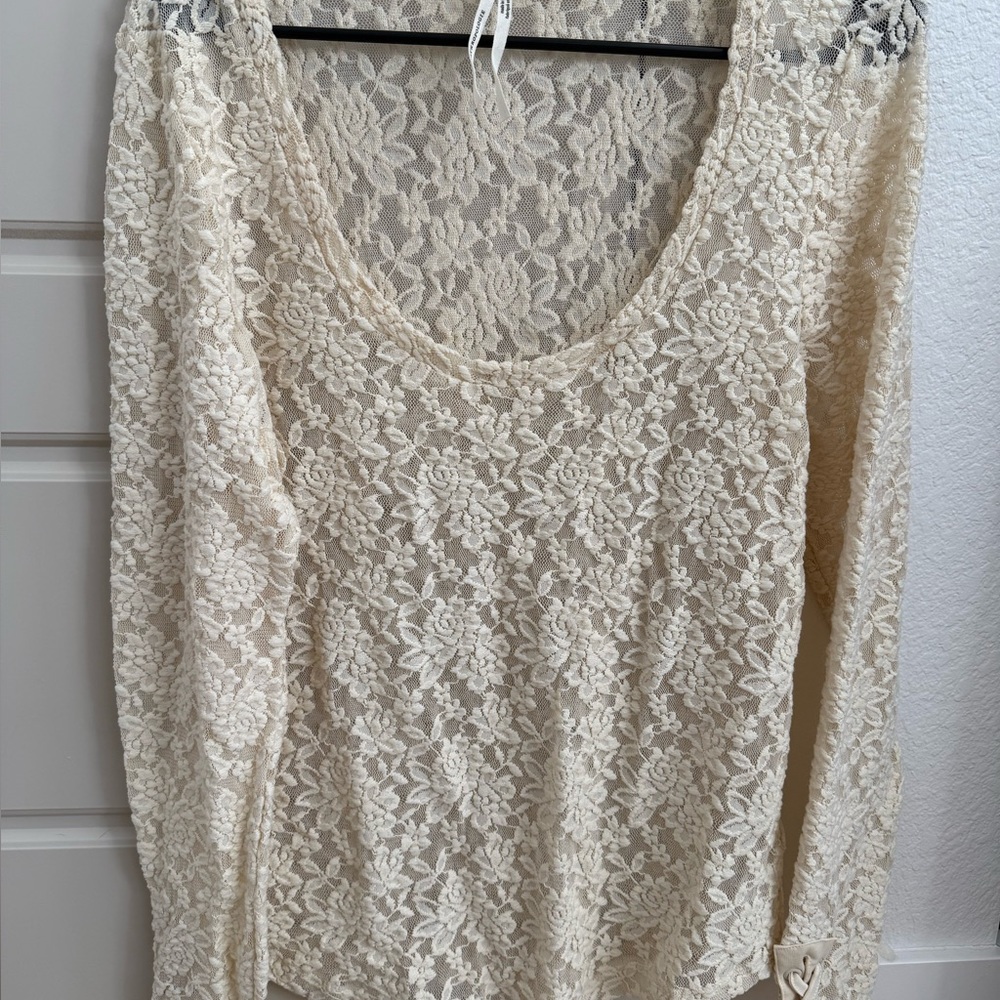 Anthropologie Cream Lace Top